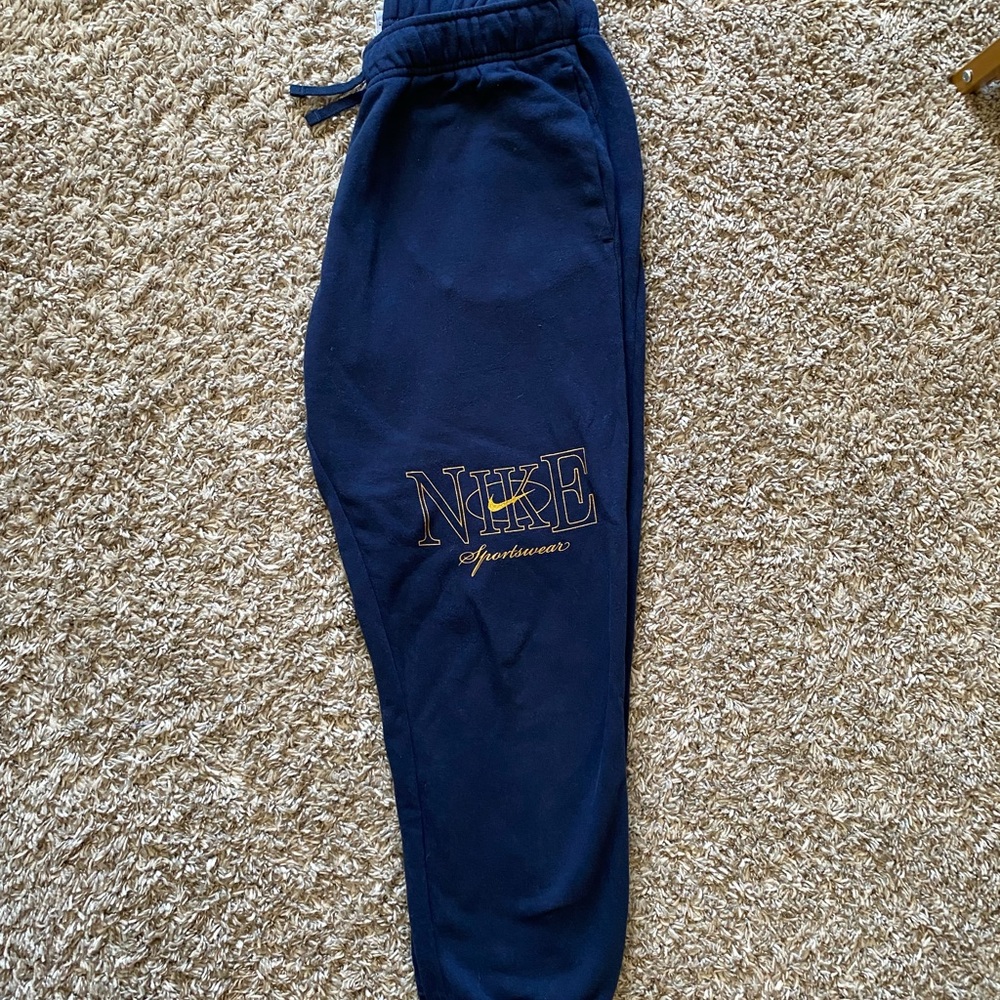 Nike Women's Navy Joggers with Gold Logo